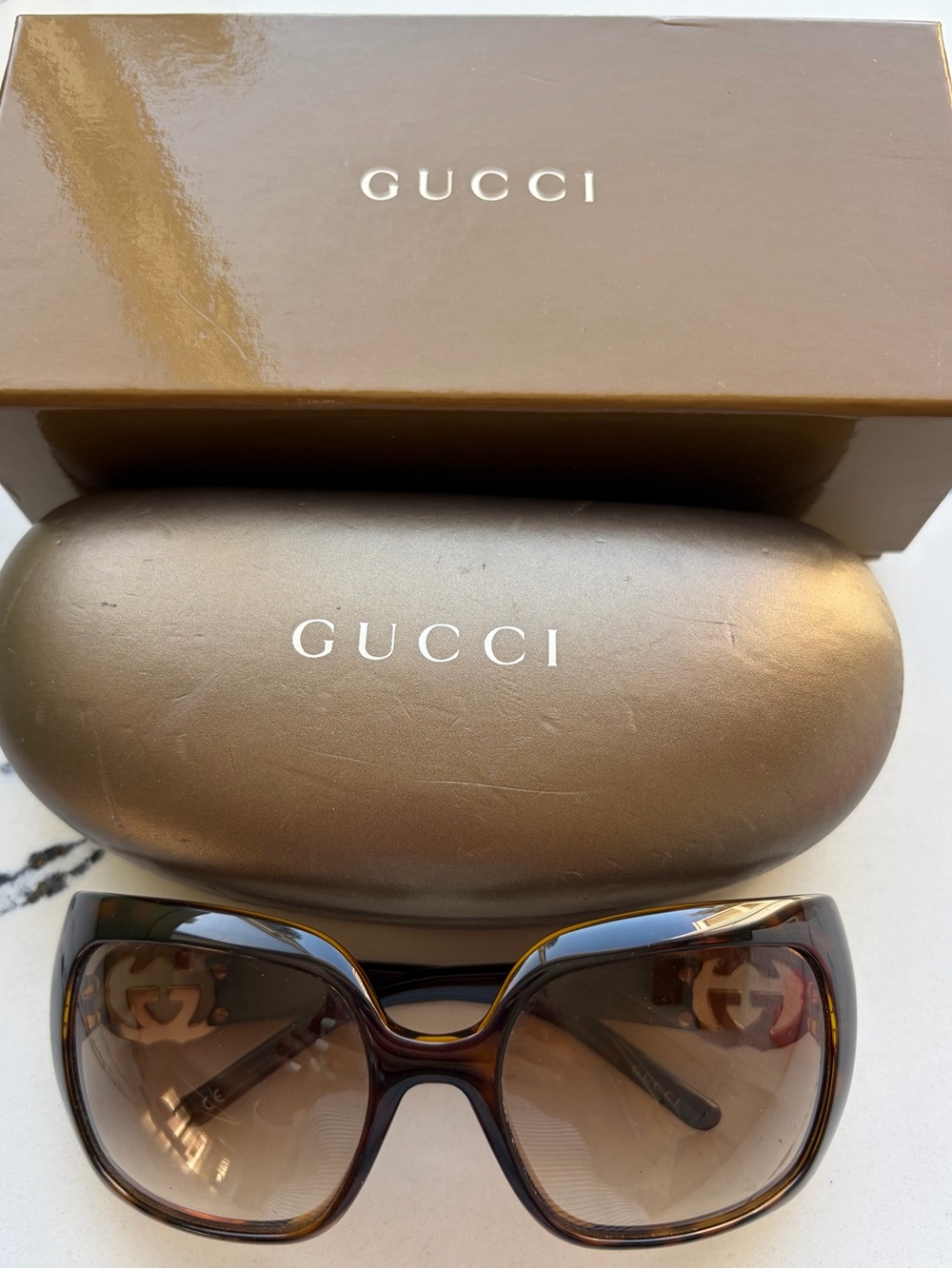 Gucci Women's Tortoiseshell Frame Sunglasses with Brown Gradient Lenses